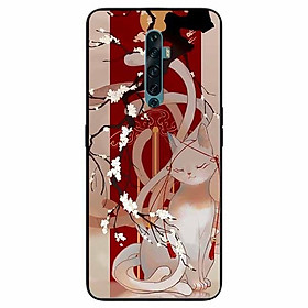 Ốp lưng in cho Oppo Reno 2F Mẫu Mèo Cành Hoa Đào