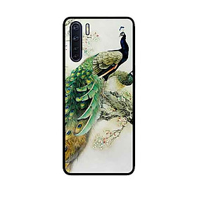 Ốp Lưng in cho Oppo A91 Mẫu Chim Công Hoa Trắng - Hàng Chính Hãng