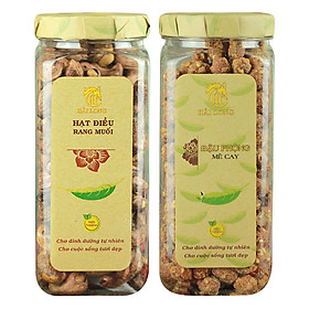 Combo Hạt Điều Rang Muối Vỏ Lụa Hải Long (250g /Hũ) + Đậu Phộng Mè Cay Hải Long (250g)