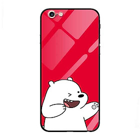 Ốp lưng kính cường lực cho iPhone 6 Plus /6s Plus Nền Gấu Trắng Nền Đỏ - Hàng Chính Hãng