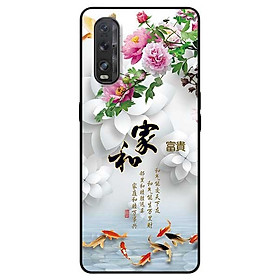 Ốp lưng dành cho Oppo Find X2 mẫu Chim Cá Nền Hoa Trắng