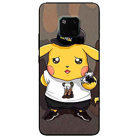 Ốp lưng in cho Huawei Mate 20 Pro Mẫu Pika Nón Đen