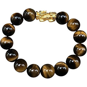 Vòng tay phong thủy đá mắt hổ nâu MS117