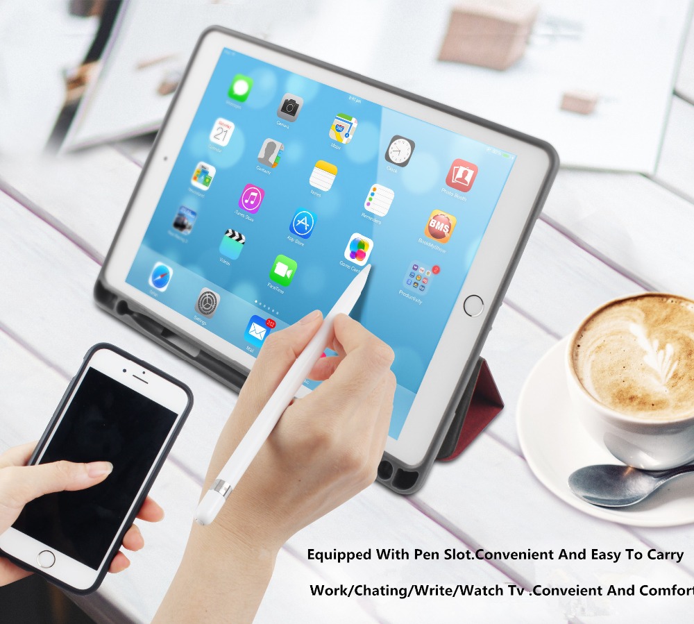 Bao da Ipad Air 10.5 inch 2019 (New) Hiệu Mutural Có Khe Để Bút Cảm Ứng - Đen - Hàng nhập khẩu