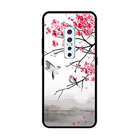 Ốp Lưng in cho Vivo V17 Pro Mẫu Chim Nền Anh Đào - Hàng Chính Hãng