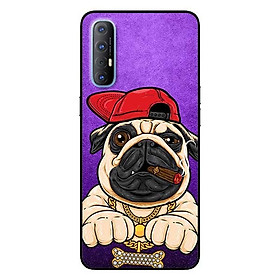 Ốp lưng dành cho Oppo Reno 3 Pro mẫu Pulldog Hiphop Nền Tím