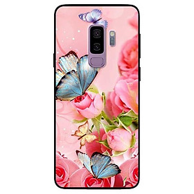 Ốp lưng dành cho Samsung S8 - S8 Plus - S9 Plus mẫu Bướm Xanh Và Hoa Hồng