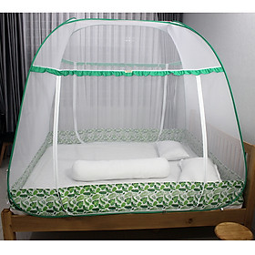 Mùng Chụp Màn Chụp Tự Bung Đỉnh Rộng Cao Cấp 1m8x2m có viền chân - Mộc Miên ( có 2 Cửa)