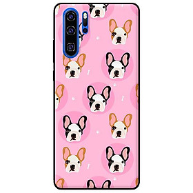 Ốp lưng in cho Huawei P30 Pro Họa Tiết Pulldog Xương Nền Hồng - Hàng chính hãng