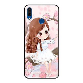 Ốp Lưng in cho Huawei Y9 2019 Mẫu Nàng Chibi Nền Hồng - Hàng Chính Hãng