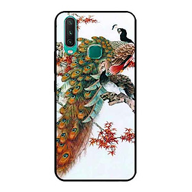 Ốp Lưng in cho Vivo Y12 Mẫu Chim Công Hoa Đỏ - Hàng Chính Hãng