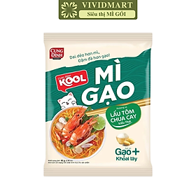 AFOTECH - Mì gạo Cung Đình Kool Lẩu tôm chua cay kiểu Thái, Mì gạo tôm chua cay thái Cung Đình Kool (82g/gói)