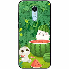Ốp lưng dành cho Xiaomi Redmi Note 5 ( Redmi 5 Plus ) mẫu Hai Chú Mèo Ăn Dưa