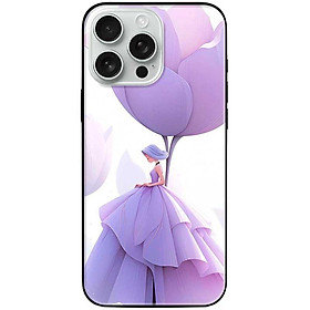 Ốp lưng cho IPhone 15 - 15 Plus - 15 Pro - 15 Pro Max - 16 - 16 Plus - 16 Pro - 16 Pro Max - Cô Gái Hoa Tím - Hàng Chính Hãng