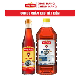 [COMBO TIẾT KIỆM] Nước mắm truyền thống Phú Quốc Hồng Hạnh Cốt Nhỉ 40 độ đạm 500ml + Siêu Hạng 35 độ đạm 1,9 lít.