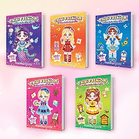Sách - Chibi Fashion - Bóc Dán Hơn 500+ Stickers Váy, Phụ Kiện Xinh Đẹp Cho Bé Gái - Combo 5 Cuốn - Megabook