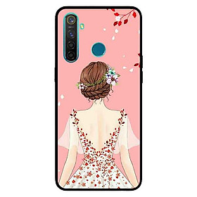 Ốp Lưng in cho Realme 5 Mẫu Cô Gái Váy Hồng Nền Hồng - Hàng Chính Hãng