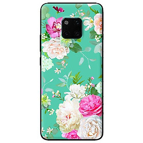 Ốp lưng in cho Huawei Mate 20 Pro mẫu Họa Tiết Hoa Nền Xanh - Hàng chính hãng