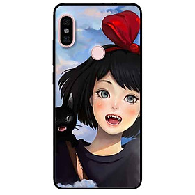 Ốp lưng in cho Xiaomi Redmi Note 6 Pro Mẫu Cô Gái Nơ Đỏ