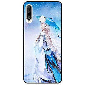 Ốp lưng in cho Huawei P30 Lite Mẫu Cô Gái Nơ Đỏ