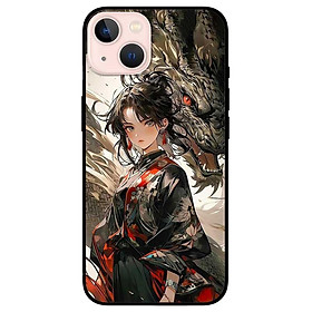 Ốp lưng dành cho Iphone 12 - 12 Pro - 12 Pro Max - 13 Mini - 13 - 13 Pro - 13 Pro Max - Cô Gái Và Rồng Đen - Hàng Chính Hãng