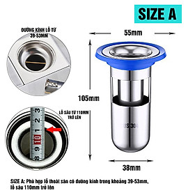 Phụ kiện ngăn mùi hôi nhà tắm, Inox Sus 304 lắp thoát sàn chống côn trùng Minh House