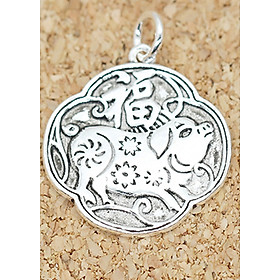 Charm bạc hình con heo tranh đông hồ treo - Ngọc Quý Gemstones
