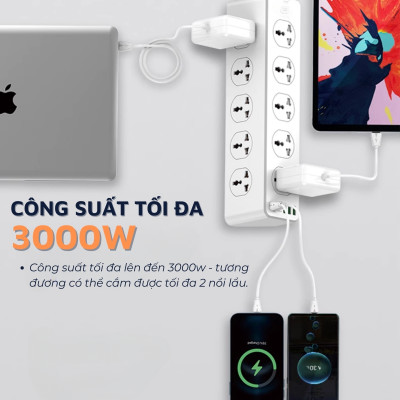 Ổ cắm điện đa năng Ergo Edge DandiHome an toàn chống cháy chống giật, bảo hành 12 tháng