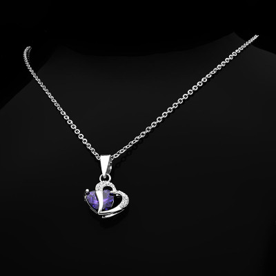 Dây Và Mặt Dây Chuyền Bạc Hiểu Minh DMD322 trái tim màu tím bạc ta