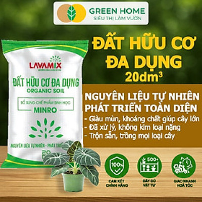 Đất Trồng Cây GreenHome, Lavamix, Bao 20dm3 (10kg), Đầy Đủ Dinh Dưỡng, Dễ Sử Dụng, Chuyên Trồng Rau