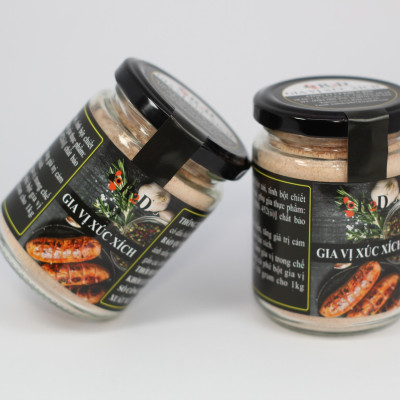 Gia Vị Xúc Xích hũ 200g chính hãng R2D thành phần hữu cơ dùng làm nguyên liệu chế biến xúc xích ngon đúng chất
