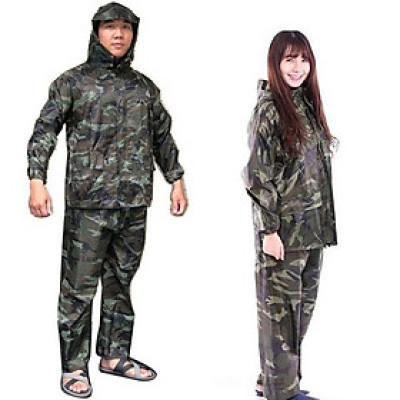 Áo quần đi mưa   size 3XL   ( từ 65 kg  - 80kg  ) ,  Áo mưa người lớn  cho nam  và  nữ  ,  có túi đựng sang trọng  , vải dù họa tiết lính rằn ri cao cấp , sản phẩm đi mưa nhỏ gọn mang theo mọi nơi 