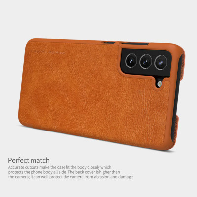 Bao da Leather cho Samsung Galaxy S21 FE 5G hiệu Nillkin Qin (Chất liệu da cao cấp, có ngăn đựng thẻ, mặt da siêu mềm mịn) - hàng nhập khẩu