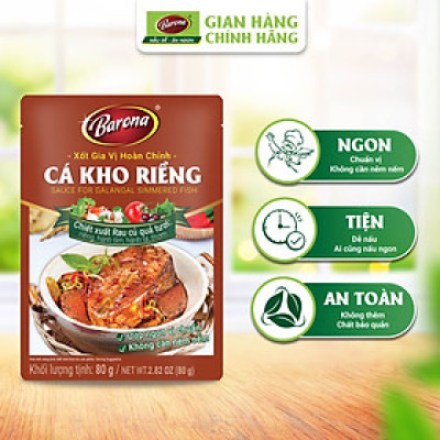 Combo 1 hộp (20 gói) Gia Vị Cá Kho Riềng Barona 80g ướp ngon chuẩn vị không cần nêm nếm