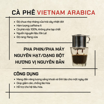 Cà phê Arabica 100% bột rang xay pha phin ViXi  nguyên chất chua dịu 255gr