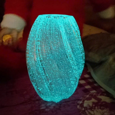 Bình Hoa Xoắn Thủy Tinh Phát Sáng – Decor Trong Suốt Lấp Lánh, Tỏa Sáng Trong Bóng Tối – Trang Trí Nhà Cửa Phong Cách Hiện Đại (16x27cm) - HÀNG CHÍNH HÃNG MINIIN