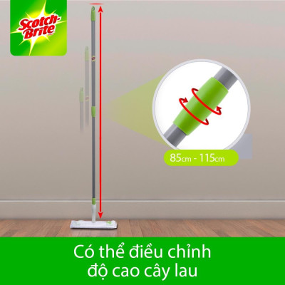 Cây lau nhà siêu tốc dùng khăn giấy thay thế Scotch-Brite 3M đa năng, xoay 360 độ, lấy sạch bụi và tóc mọi ngóc ngách