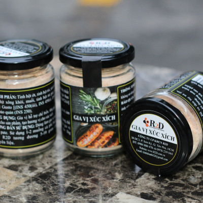 Gia Vị Xúc Xích hũ 200g chính hãng R2D thành phần hữu cơ dùng làm nguyên liệu chế biến xúc xích ngon đúng chất