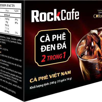 RockCafe - Cà phê đen đá 2 trong 1 (Hộp 15 gói x 16 gr)