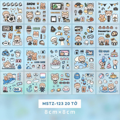 Bộ 20 Tờ Sticker Nhiều Hình Cô Gái Và Bé Thỏ - Telado MSTZ-12/2-6 (Mẫu Màu Giao Ngẫu Nhiên)