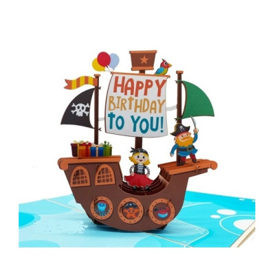 Thiệp 3D Pop Up Thuyền Cướp Biển Sinh Nhật – Thiệp Chúc Mừng Sinh Nhật Cho Bé Trai, Độc Đáo, Vui Nhộn, B25