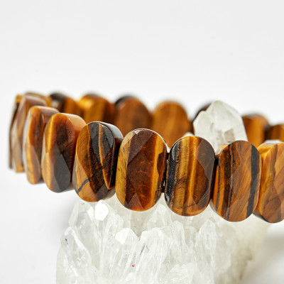 Vòng thạch anh mắt hổ bản hạt 15x8mm mệnh thổ, kim - Ngọc Quý Gemstones
