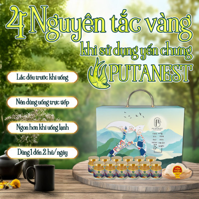 Yến chưng Isomalt Đông trùng hạ thảo PUTANEST hộp quà cao cấp 12 hũ 70ml cho người tiểu đường