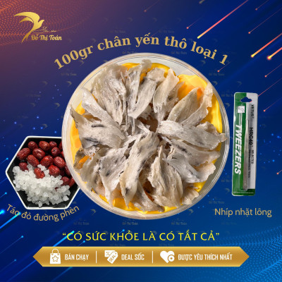 Chân yến thô loại 1 hộp 100gr - Chân lớn chưng nở ăn giòn ngon - Giúp đẹp da - tăng cường sức khỏe - Yến sào cao cấp Đỗ Thị Toán