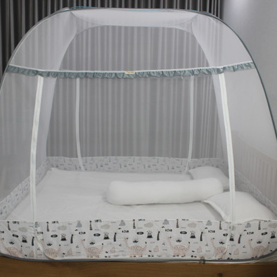 Màn chụp cao cấp Mộc Miên đỉnh rộng Mẫu Xám Khủng Long - Kích thước 1,6mx2m - 2 cửa ( Hà Nội )