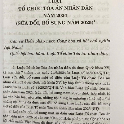 Luật Tổ Chức Toà Án Nhân Dân Năm 2024 ( Sửa Đổi, Bổ Sung Năm 2025)