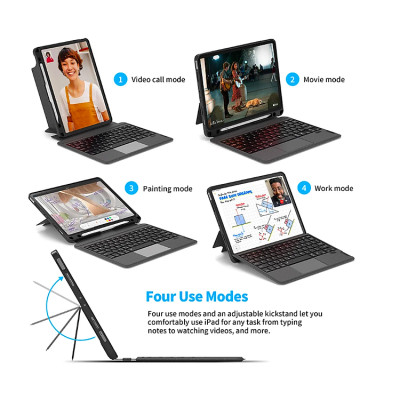 Bao da bàn phím kèm TrackPad cho iPad Air 6 11 inch M2 / iPad pro 11 2024 M4 chính hãng WIWU Mag Touch IPad Keyboard, có thể tháo rời, có đèn LED - Hàng chính hãng 