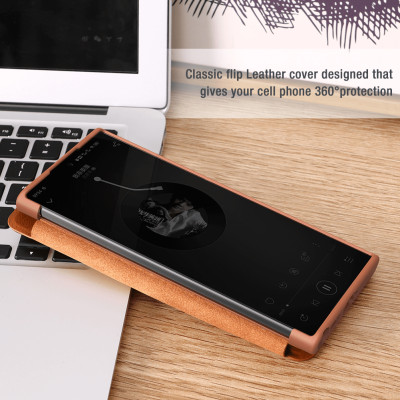 Case bao da leather chống sốc cho Samsung Galaxy S22 Ultra hiệu Nillkin Qin Pro trang bị nắp bảo vệ Camera (Chất liệu da cao cấp, có ngăn đựng thẻ, mặt da siêu mềm mịn) - hàng nhập khẩu