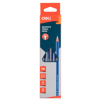 Bút 2B kèm tẩy Deli - sọc neon nhiều màu - 12 cây/hộp - E37013 / E37014 / E37015 / E37016/ E37000/ E58103/ E10902