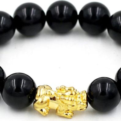 Vòng tay chuỗi hạt tỳ hưu thạch anh đen 14 ly TH16